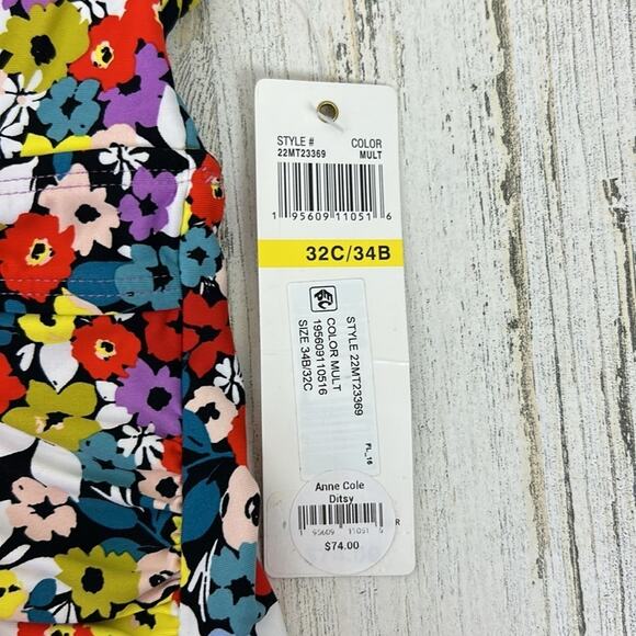 Anne Cole Womens 32C/34B floral tankini top, beach summer new - Picture 2 of 10